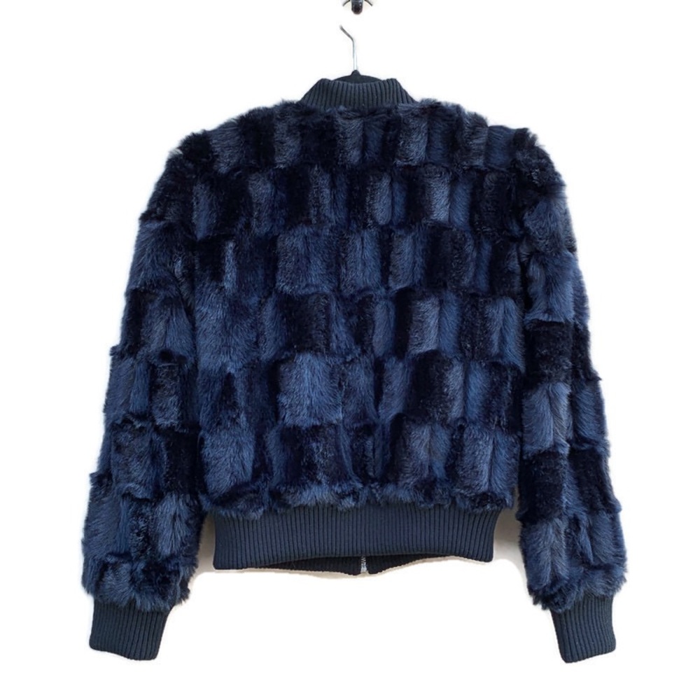 Cupcakes and Cashmere Amy Faux Fur Bomber Jacket Blue XS - Picture 2 of 3